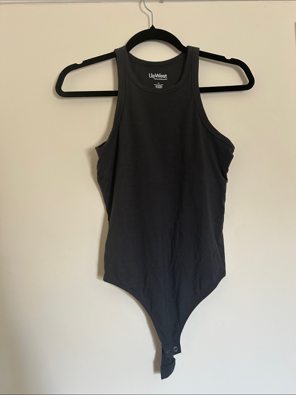 UpWest Charcoal Gray Ribbed High-Neck Bodysuit Size X-Small
